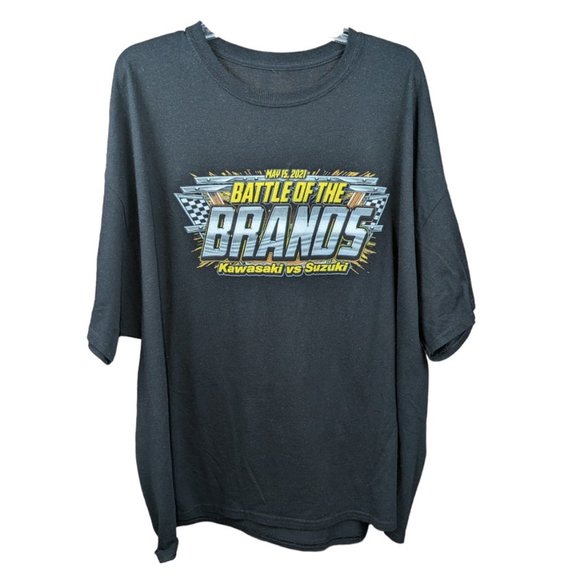 Men's Unisex 4XB Motorcycle T-Shirt Battle of the Brands Kawasaki vs Suzuki 2021 - Picture 1 of 7